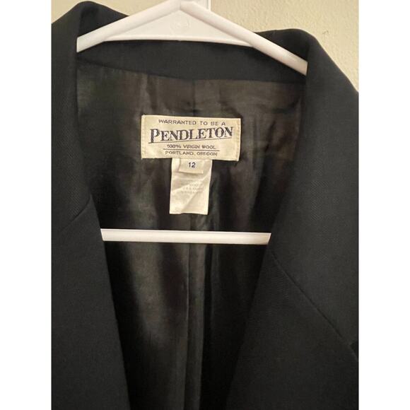 Vintage Pendleton Black 100% Virgin Wool Black Blazer Lined Size 12 Made in USA - Picture 2 of 5
